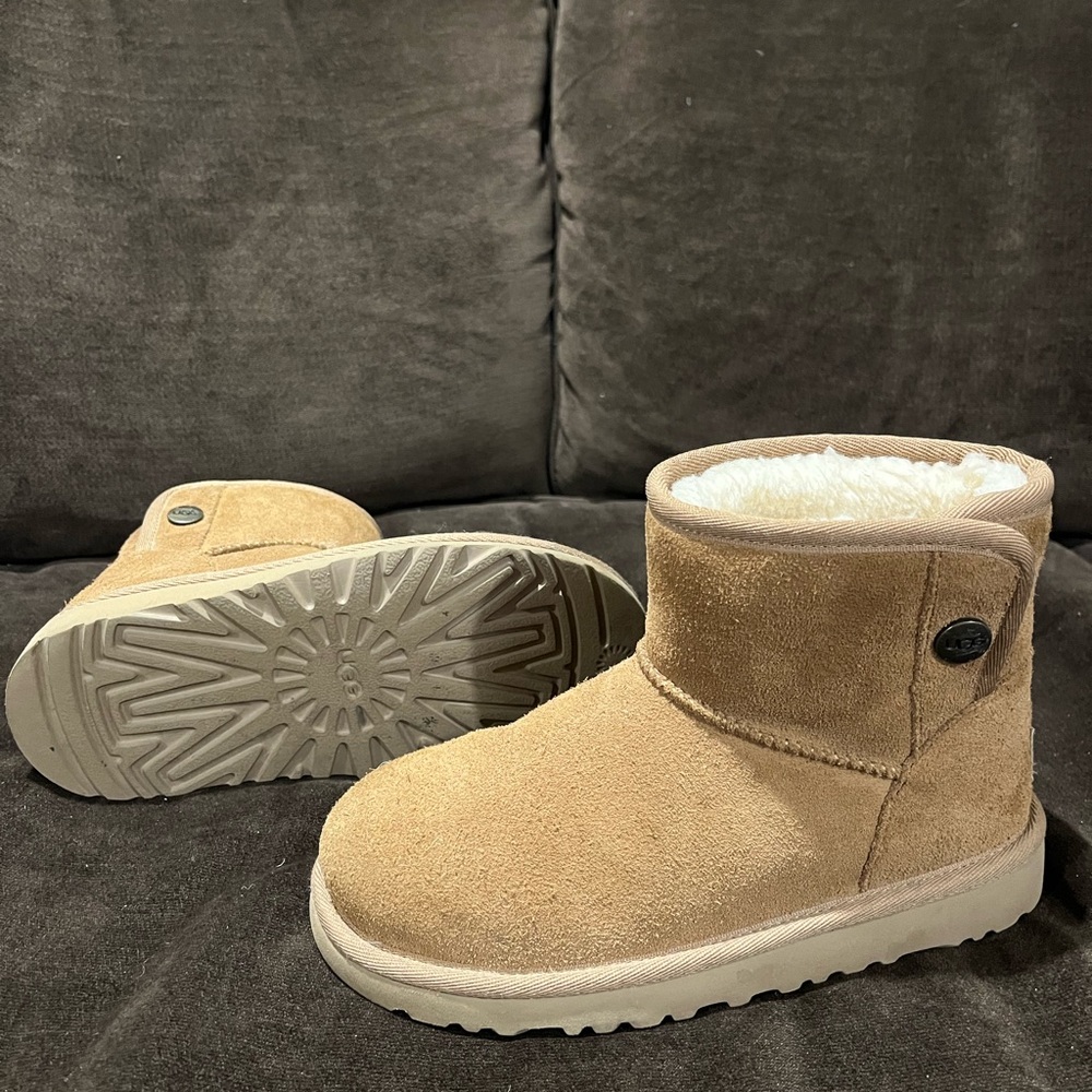 UGG Brown Suede Boots with Cream Fur